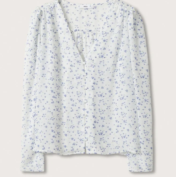 Mango outlet Printed puff sleeve blouse - Picture 6 of 9